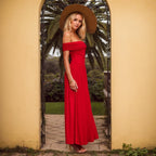 Women's Red Off-Shoulder Cocktail Dress