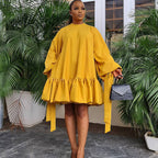 Women's Loose Puff-Sleeve Long-Sleeve Dress