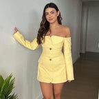Off-Shoulder Long-Sleeve A-Line Mini Dress