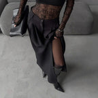 Black Pleated A-Line Skirt
