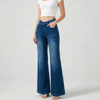 Women's Supply Elegant Elegant Straight High Waist Elastic Elastic Waist Washed Denim Women Pants