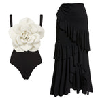 Black and White Big Flower Suit