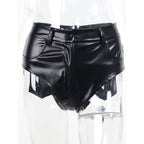 Leather High Waist Hip Faux Base Elasticity Shorts