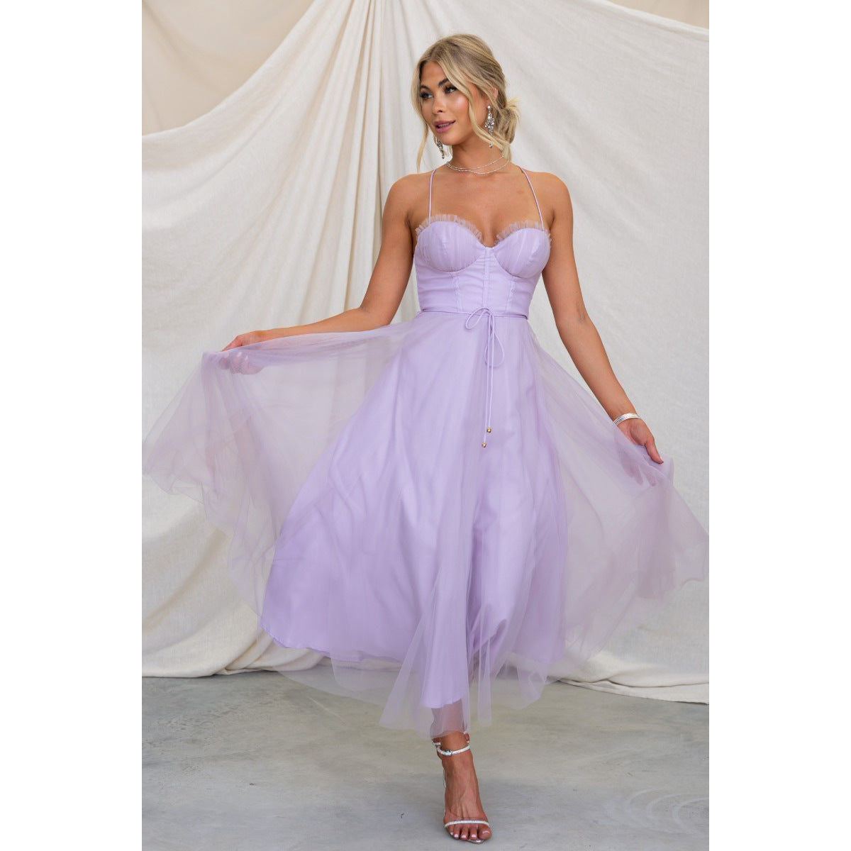 Women's Burgundy Mesh Halter Vacation Dress