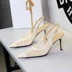 Women's Lace Mesh Stiletto Sandals
