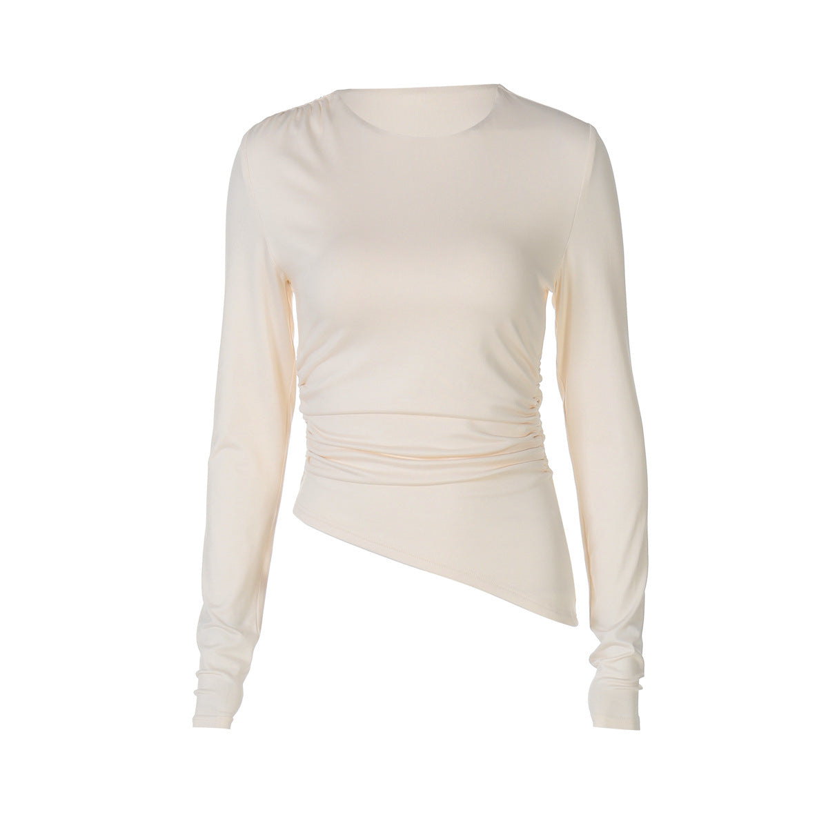 Women's Ruched Crew Neck Long Sleeve Top