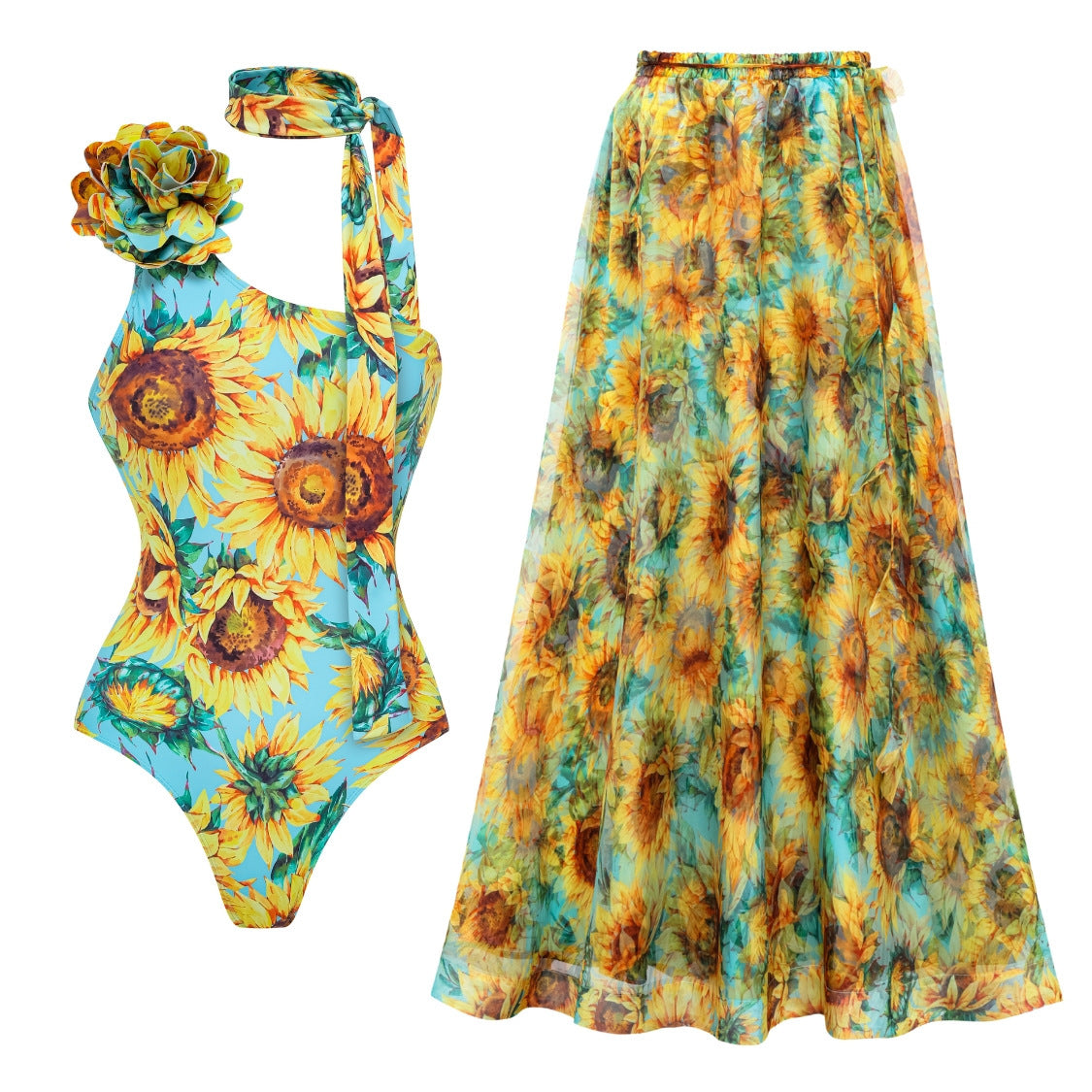 Sunflower Printed One-piece Swimwear