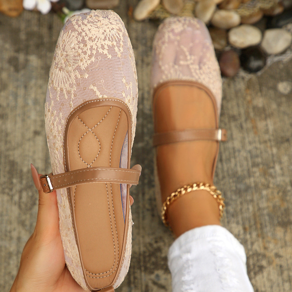 Women's Mesh Mary Jane Flat Shoes