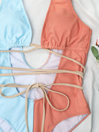 Color Matching One-piece Swimwear
