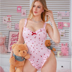 Sexy Pure Small Cherry Ruffled Jumpsuit Suspender Lingerie