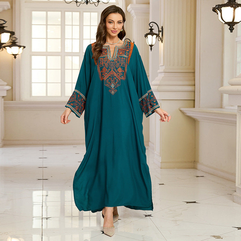 Embroidered Peacock Green