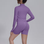 Seamless Knitted Long Sleeve Zipper Yoga Jacket Tight V
