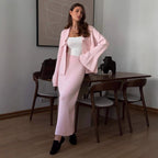 Women's Knit Bell-Sleeve Skirt Suit Two-Piece Set