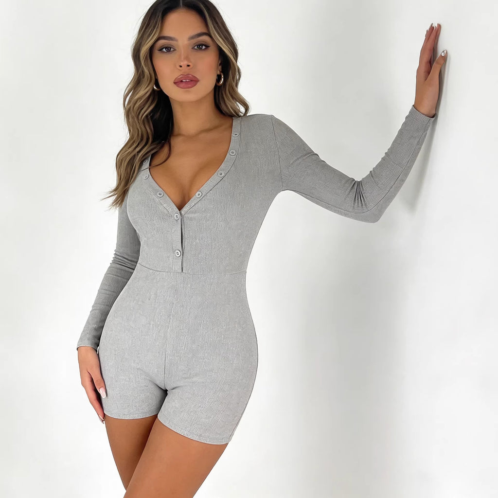 Women's Deep V-Neck Knit Jumpsuit