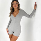 Women's Deep V-Neck Knit Jumpsuit