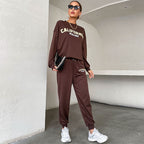 Long-Sleeve Letter Graphic Sweater Printing Suit Two-Piece Set