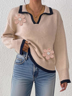 Khaki Blouse 2 Apricot Flowers