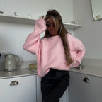 Sweet Elegance Casual Solid Color Round Neck Long Sleeve Knitted Pullover