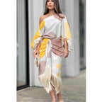 Women's Printed Lantern Sleeve Loose Top and Skirt Two-Piece Set