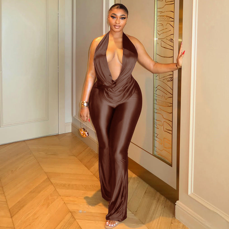 Women's Halter Wide-Leg Jumpsuit