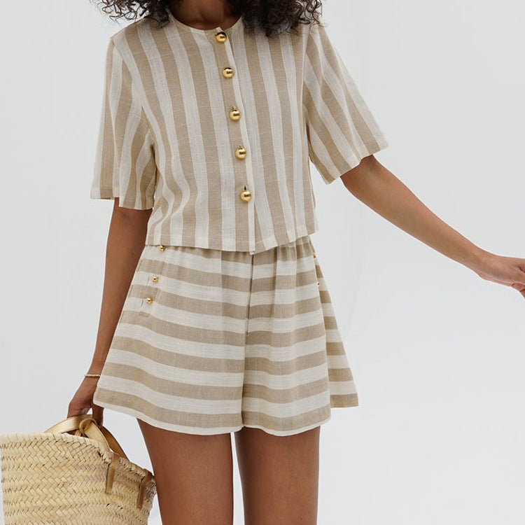 Striped Shirt & Shorts Set