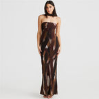 Printed Tube-Top Backless Maxi Dress