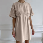 Women's Summer Pure Cotton Casual Loose Crew Neck T Shirt Dress