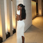 Women's Halter Ring Cutout Backless Split Maxi Dress