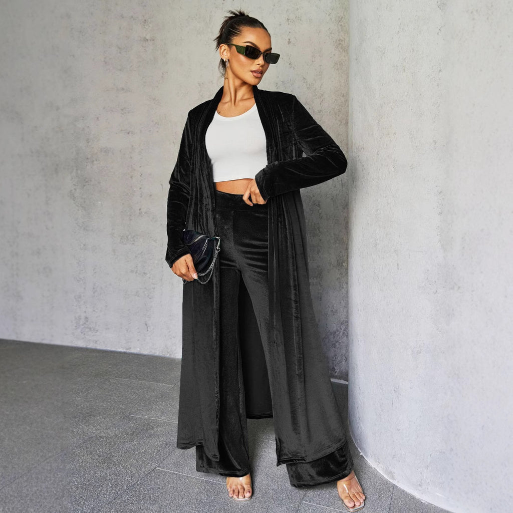 Velvet Trousers Cloak Set