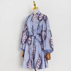Women's V-Neck Lace-Up A-Line Dress