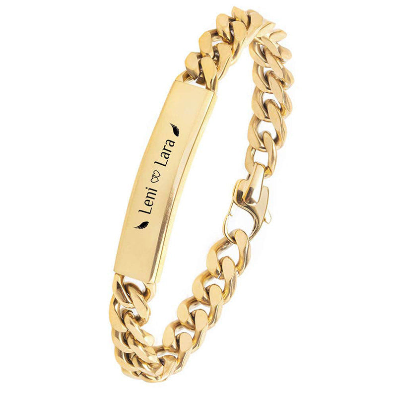 18K Gold Bracelet Laser Laser Letter Graphic Number