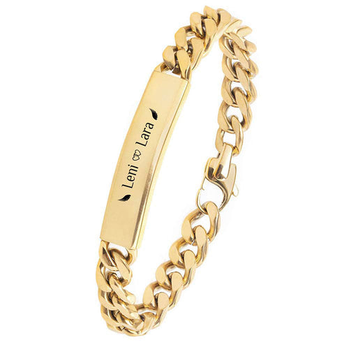 18K Gold Bracelet Laser Laser Letter Graphic Number