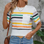 Women's Women Clothing Color Striped Short Sleeved T Shirt For Women Summer