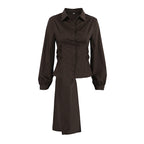 Design Pure Cotton Shirt Waist Controlled Lace up Long