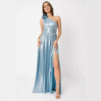 Women's Arrival Dress Spring Summer Shiny Surface Sling Backless High Slit Socialite Dress