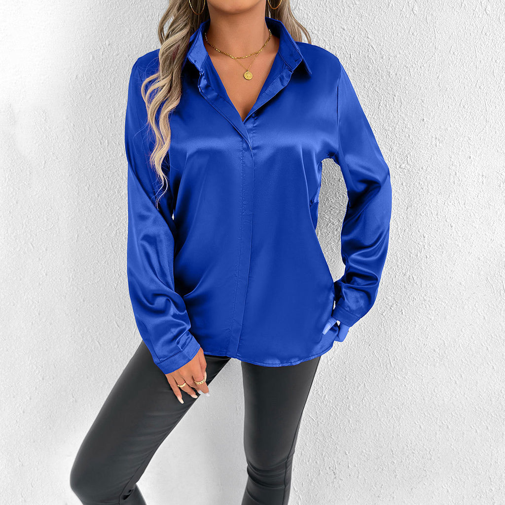 Women's Satin Long Sleeve Shirt