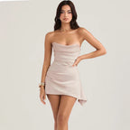Women's Tube Top Backless Short Dress Decoration Floral French