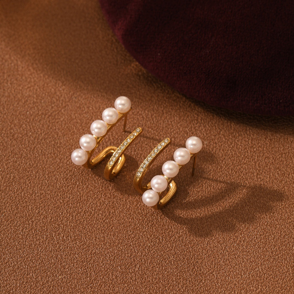 Freshwater Pearl Titanium Steel Earrings