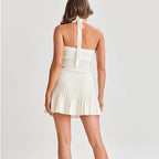 Women's Spring Halter Backless High Vest and Skirt Two-Piece Set