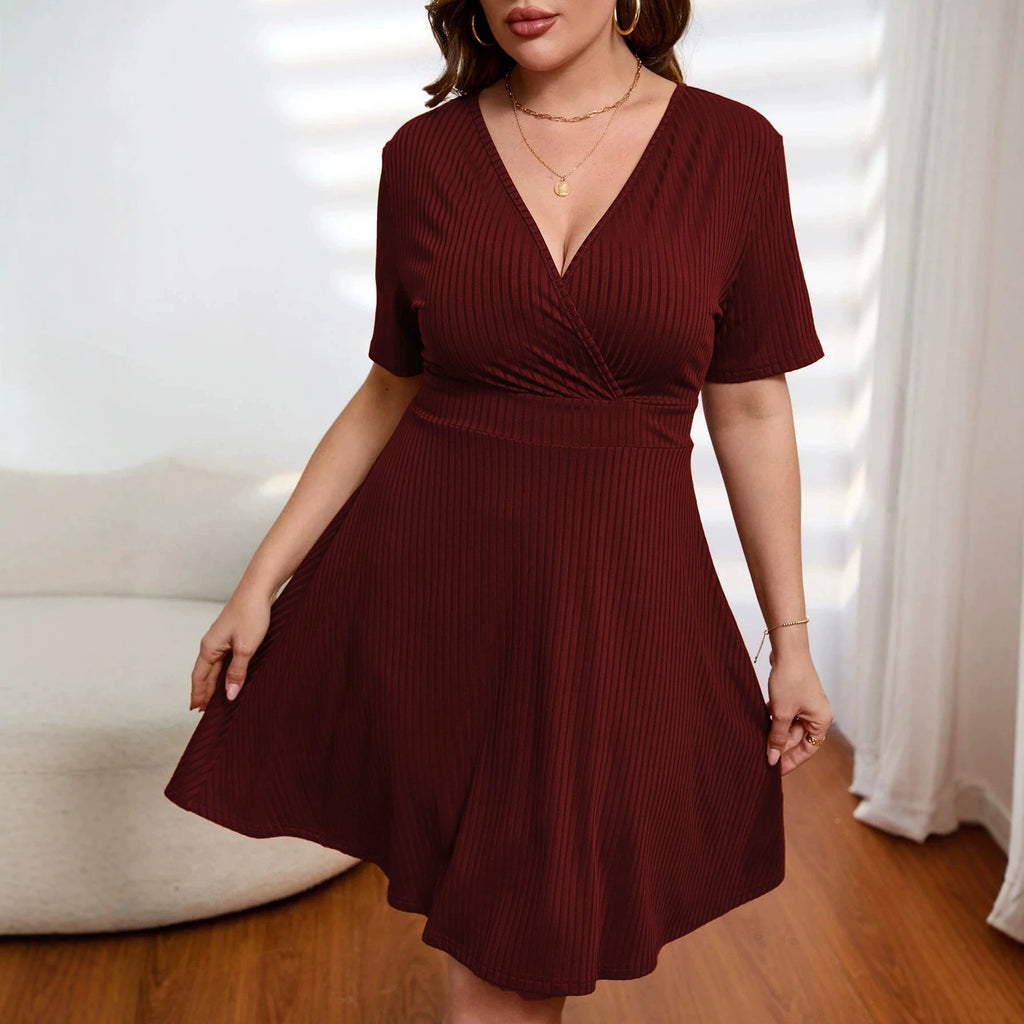 Women's Plus Size V-Neck Office Dress