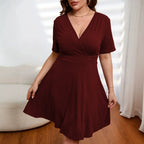 Women's Plus Size V-Neck Office Dress