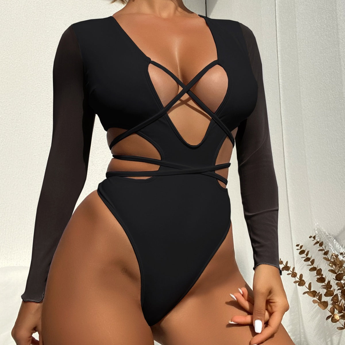 Solid Color One-piece Swimwear