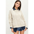 Pullover round Neck Knitted Sweater Women Twist Pocket