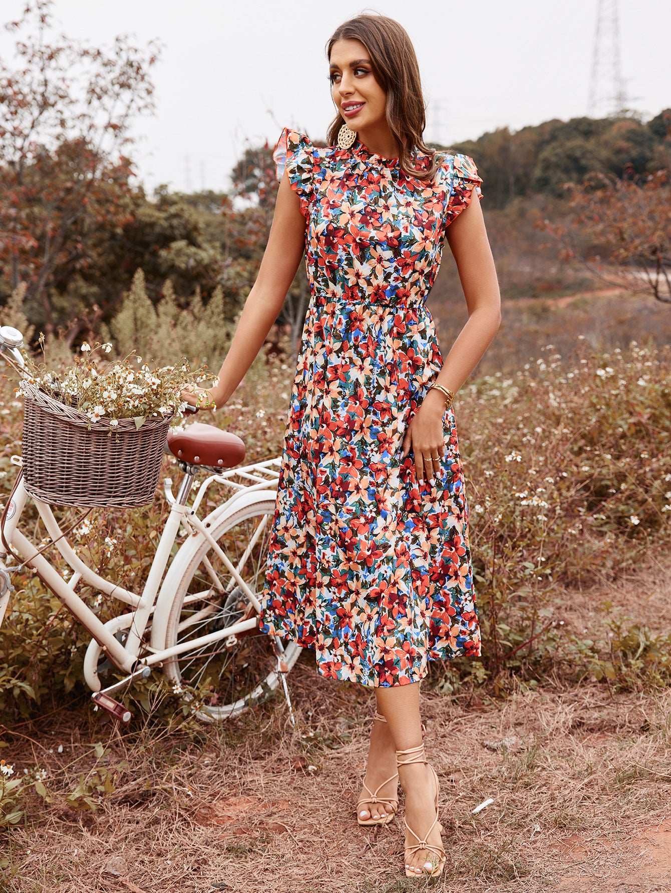 Women's Floral High-Waist Vacation Dress
