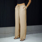 Satin Wide Leg Pants Wear Casual High Waist Elastic Skirt
