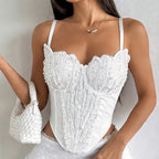 Women's Arrival Handmade Floral Pearl Suspender Vest Sexy Backless Tube Top Outer Wear Boning Corset Corset Body Shaping