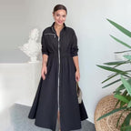 Autumn Women Clothing Minimalist Design Waist Controlled Long Sleeves Dress