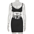 Women's Lace Cutout Top and Skirt Two-Piece Set
