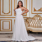 Women's Plus Size Solid Color Sling Backless Trailing Cocktail Ladies Wedding Dress