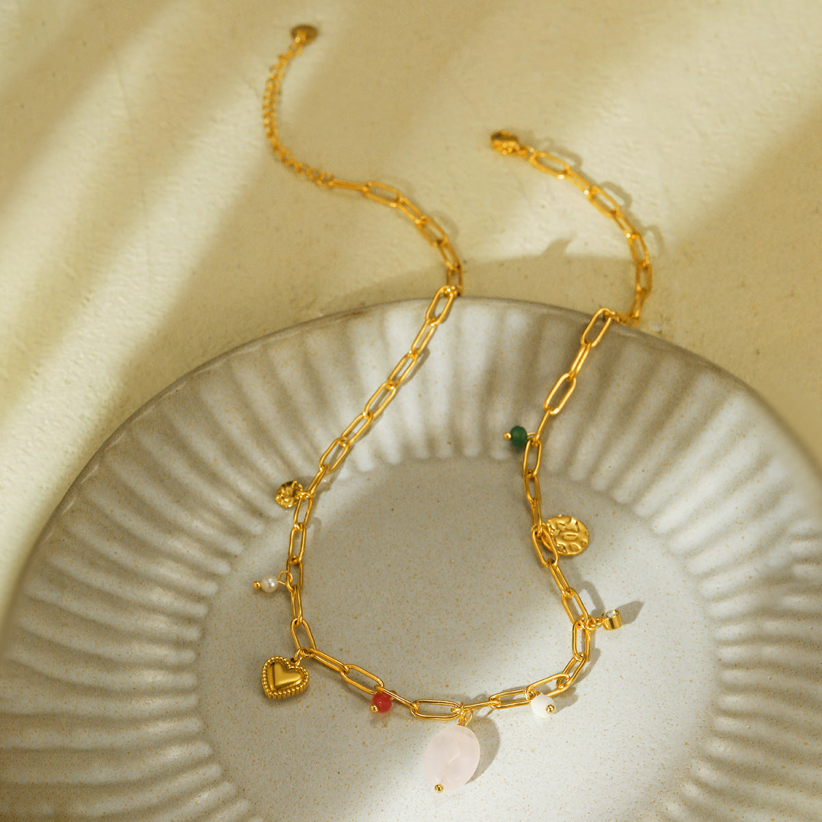 Natural Stone Beaded Pearl Necklace Trendy Necklace